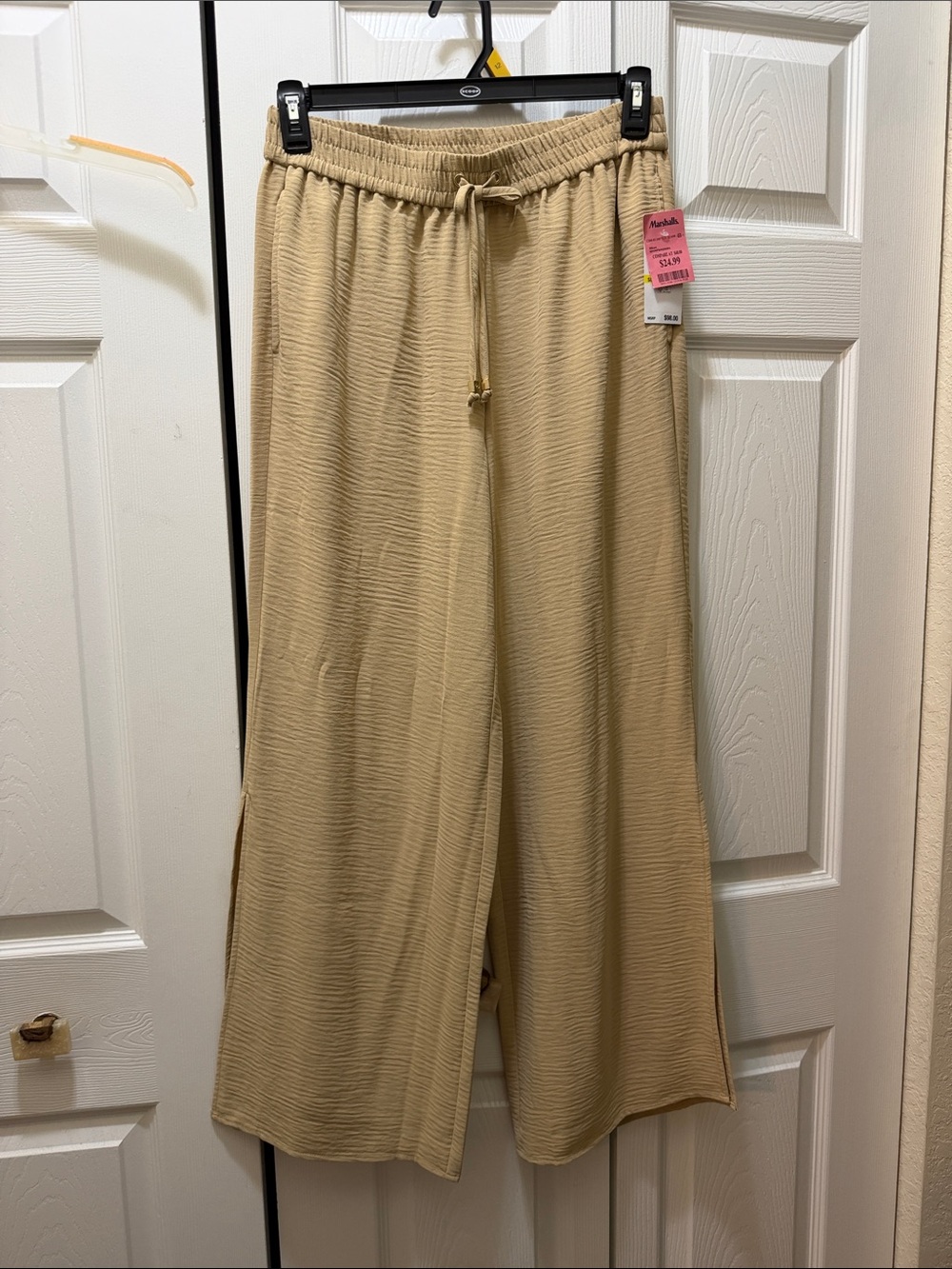 Michael Kors Beige Wide-Leg Drawstring Pants